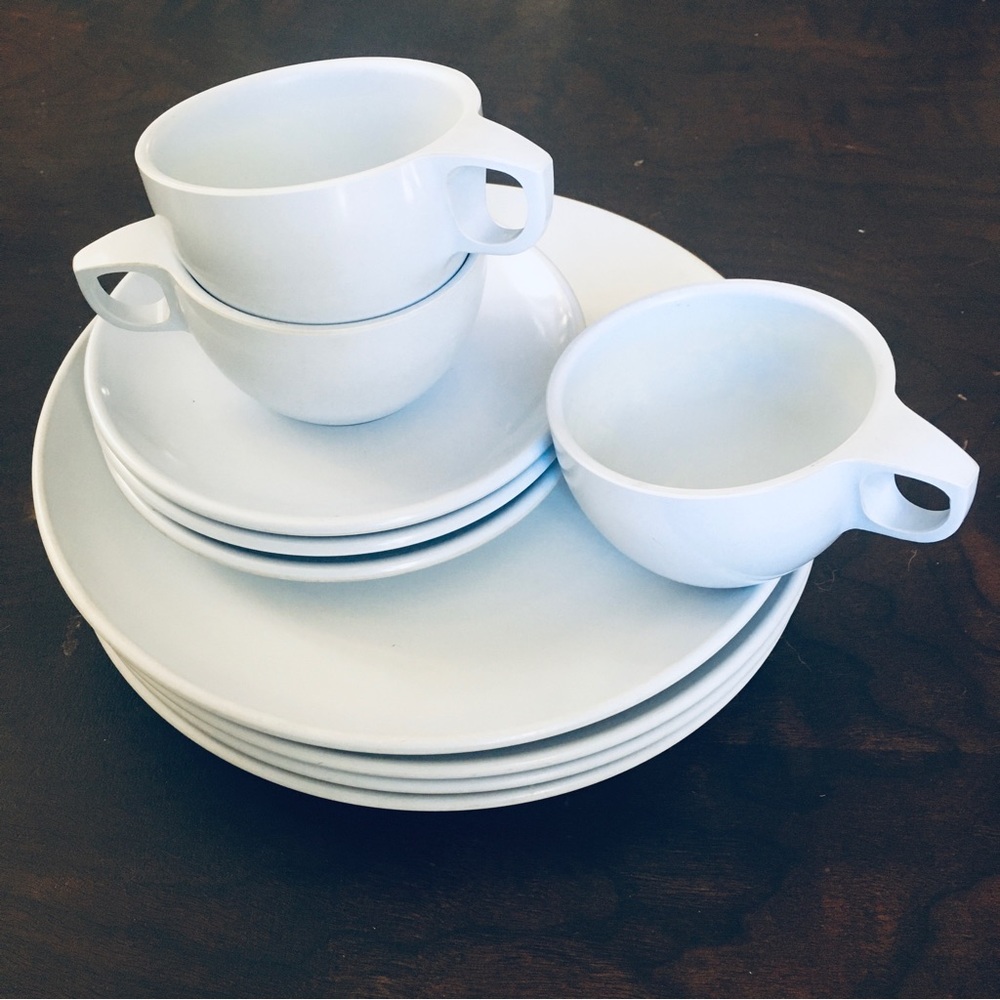 WATERTOWN Lifetime WARE McM Vintage Kitchen Melamine Plates Cup Ice Blue 10Pc